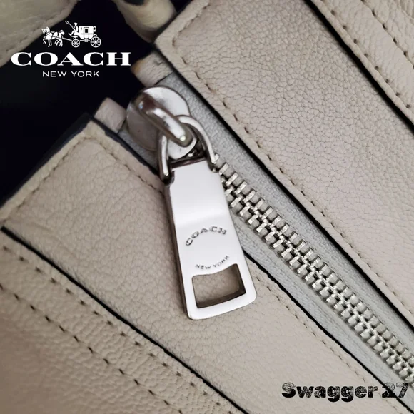 Coach Swagger 27 Black & Chalk Crossbody Satchel, Hang Tags & Original Crossbody - Picture 13 of 17